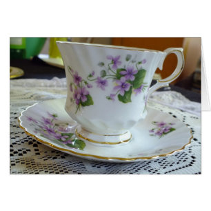 Hora del té - Tarjeta de Té de Violetas Vintage