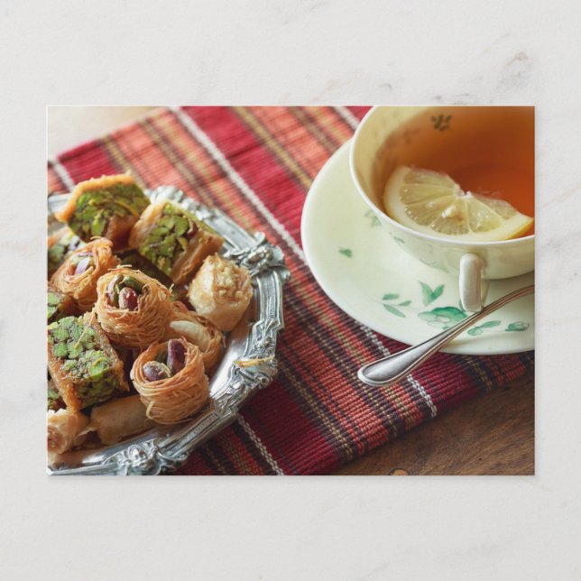 Hora del té Tarjeta postal de la sala del té para  (Anverso)