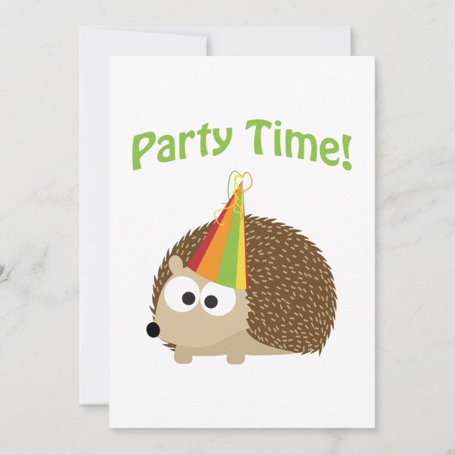 ¡Hora Fiesta! Invitación a la fiesta de hedgehog (Anverso)