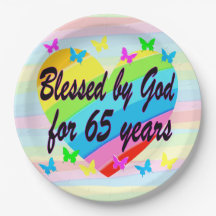 HORARIO 65º CUMPLEAÑOS PLATOS DE PAPEL DE FIESTA