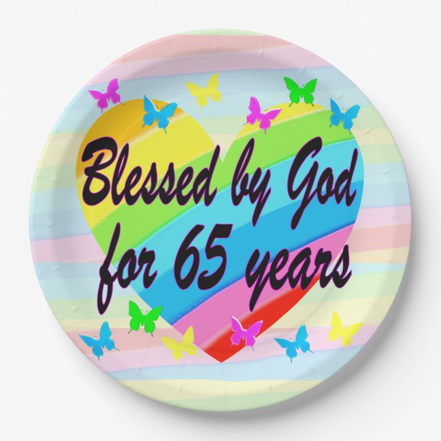 HORARIO 65º CUMPLEAÑOS PLATOS DE PAPEL DE FIESTA (Anverso)