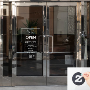 Horario de apertura de negocio Ventana Calcomanía