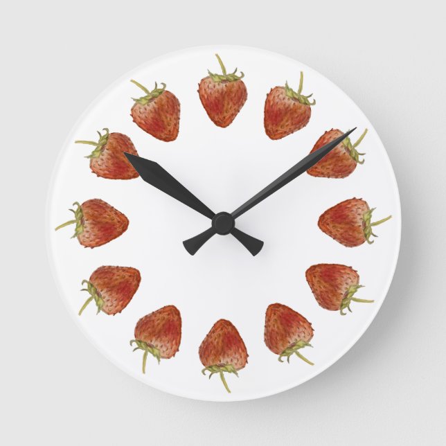 Horario de fresa 12 Fresas Reloj de pared circular (Anverso)
