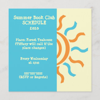 Horario e invitación al club de libros de verano y