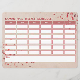 Horario escolar de horario semanal de Girly Pink