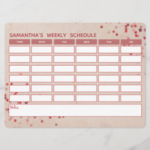 Horario escolar de horario semanal de Girly Pink