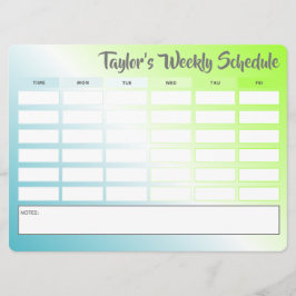 Horario escolar de horario semanal personalizado