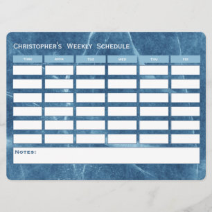 Horario escolar moderno de horario semanal azul