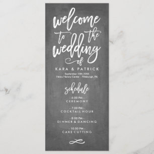 Horario y programa indicados con letras de la boda