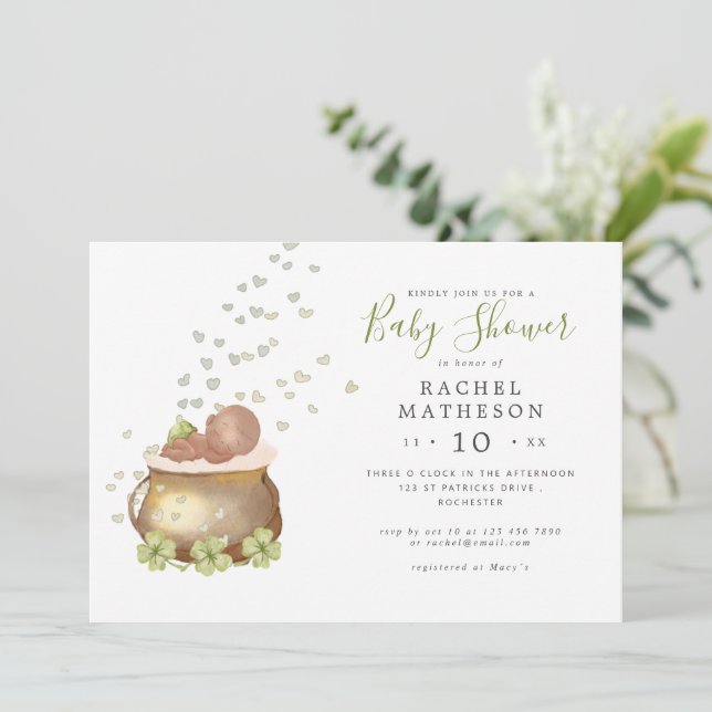 horisontal st patricks día invitación a la ducha d (Anverso de pie)