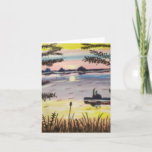 Horizon Sun, con texto, tarjeta de 4" x 5,6"