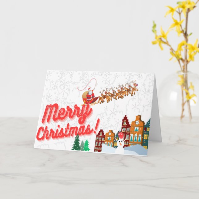 Horizontal plegado - Tarjetas de Navidades Santa (flor amarilla)