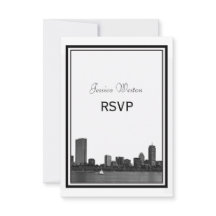 Horizonte de Boston Grabado en Marco RSVP