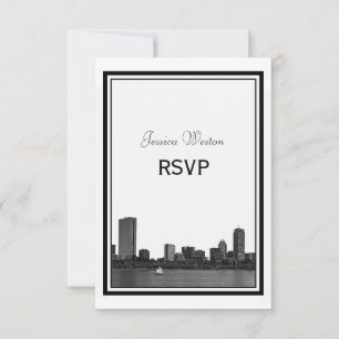 Horizonte de Boston Grabado en Marco RSVP