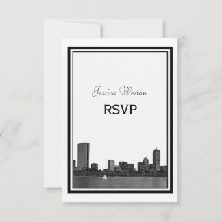 Horizonte de Boston Grabado en Marco RSVP