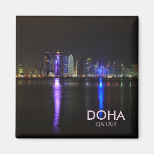 Horizonte de Doha, Qatar en el imán del texto del