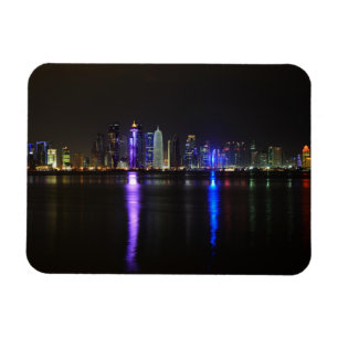 Horizonte de Doha, Qatar en el imán rectangular d