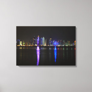 Horizonte de Doha, Qatar en la impresión de la