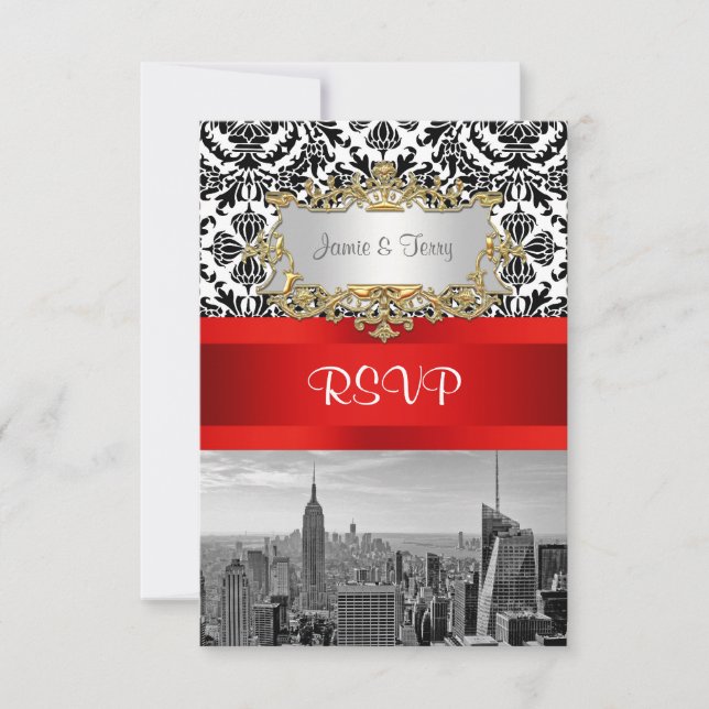 Horizonte de NY City BW 432 Damask RSVP 1 (Anverso)