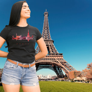 Horizonte de París Francia Romántico Rosa Camiseta
