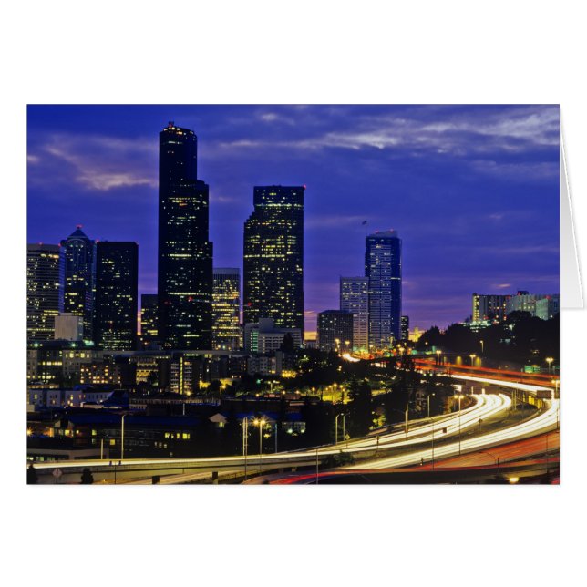 horizonte de Seattle, Washington de noche (Anverso (Horizontal))