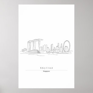 Horizonte de Singapur Arte de Línea Minimalista