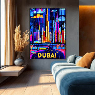 Horizonte vibrante de Dubái - Arte de paisaje urba