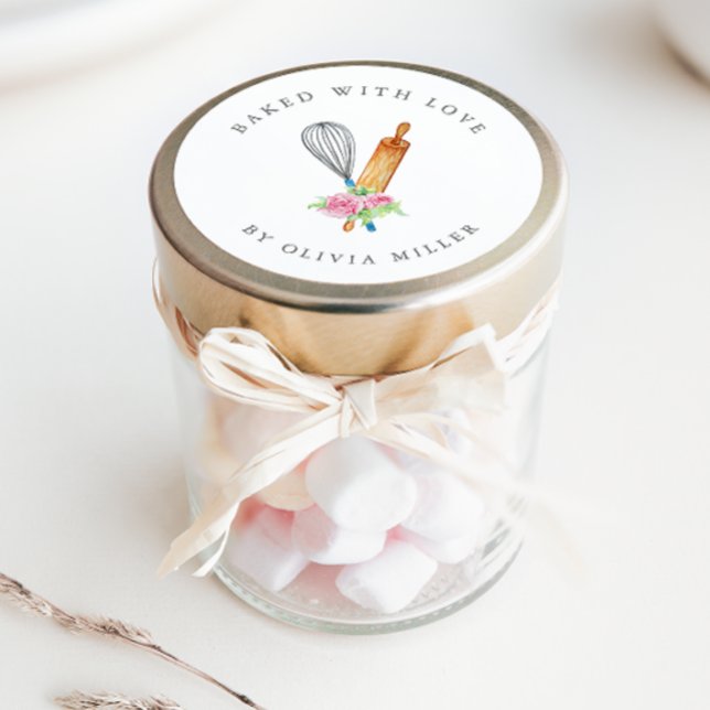 Horneado Con Amor Elegante Pegatina De Pasta De Fl (Subido por el creador)