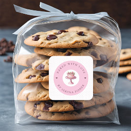 Horneado Con Amor Pegatina De Negocios De Punto De