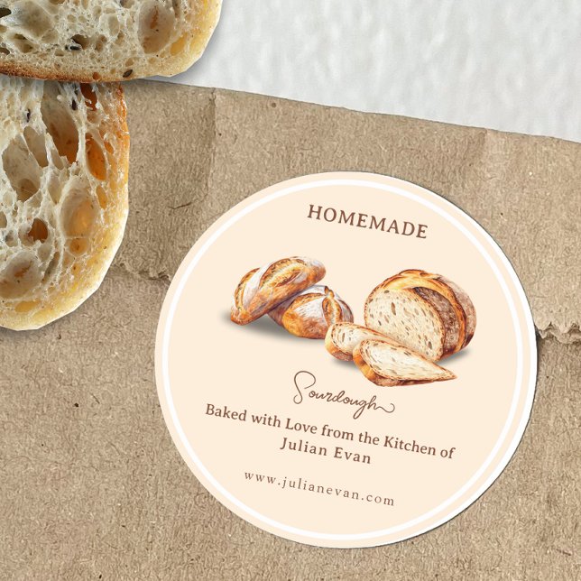 Horneado con amor Pegatina de Sourdough casero (Baked with Love Homemade Sourdough Sticker)