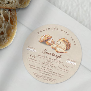 Horneado con amor Sourdough Etiqueta de ley de cab