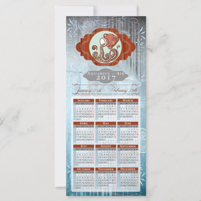 Horoscope Calendar Card 2017 ~ Aquarius (Anverso)