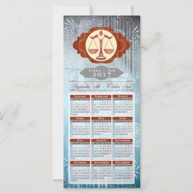 Horoscope Calendar Card 2017 ~ Libra (Anverso)