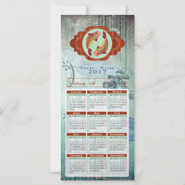 Horoscope Calendar Card 2017 ~ Pisces (Anverso)