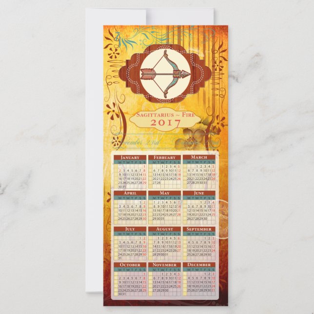 Horoscope Calendar Card 2017 ~ Sagittarius (Anverso)
