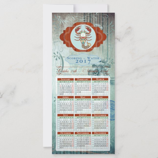 Horoscope Calendar Card 2017 ~ Scorpio (Anverso)