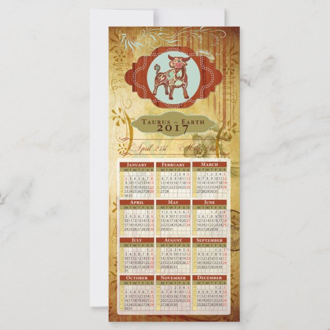 Horoscope Calendar Card 2017 ~ Taurus (Anverso)