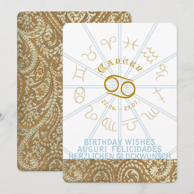HOROSCOPE ~ Invitación al cumpleaños - Cáncer (Anverso / Reverso)