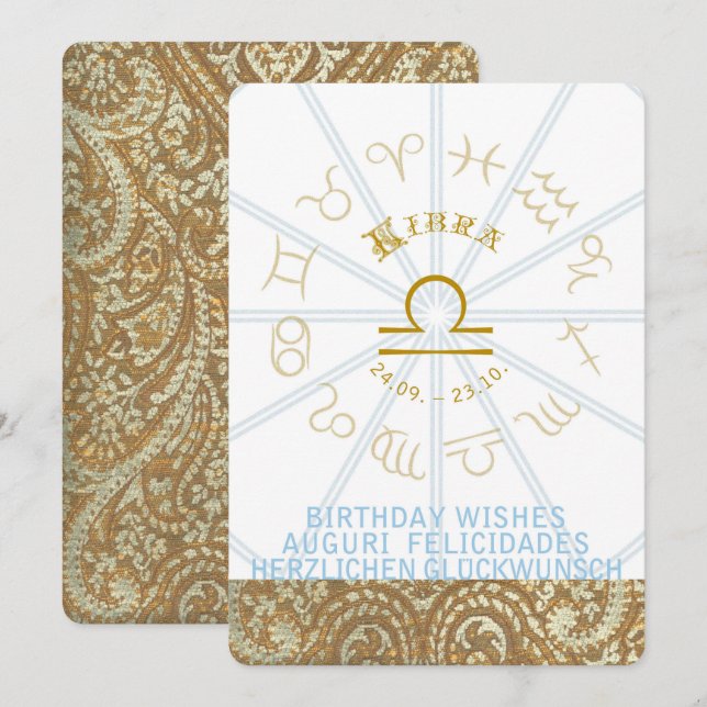 HOROSCOPE ~ Invitación al cumpleaños - Libra (Anverso / Reverso)