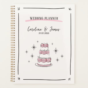Horrible planificador de bodas a mano con pastel