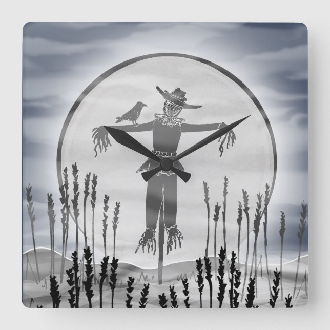 Horror de Halloween Escarecrow Reloj de pared acrí (Anverso)