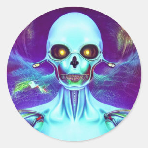 Horror Fantasma calavera asustado Pegatina Redondo