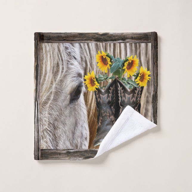 Horse Cowboy Boots Sunflowers (Toallita)