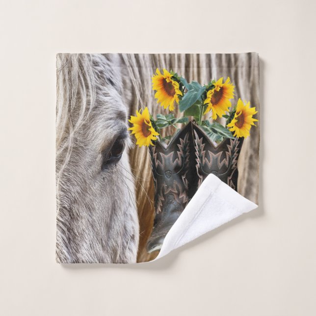 Horse Cowboy Boots Sunflowers (Toallita)