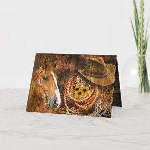 Horse Cowboy Gorra Lasso Sunflower Rusn Barn Board