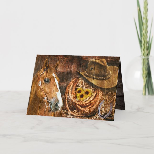 Horse Cowboy Gorra Lasso Sunflower Rusn Barn Board (Anverso)