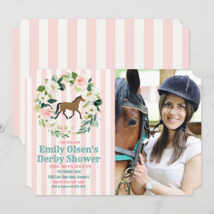 Horse Floral Derby Bridal Shower Invitación a la f