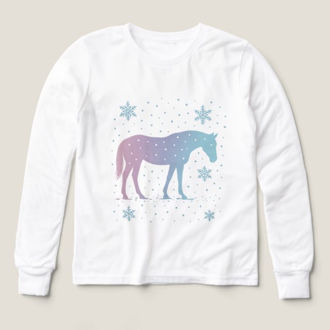 Horse Long Sleeve Shirt Girls– Winter Horse  (Diseño frontal)