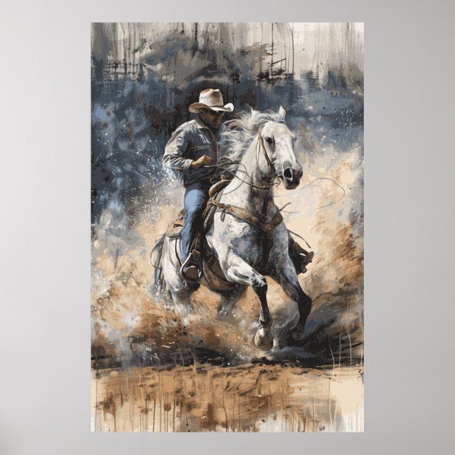 Horse Lover Cowboy Poster de Arte Occidental (Frente)