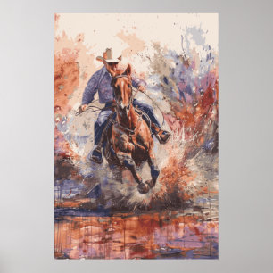 Horse Lover Cowboy Poster de Arte Occidental